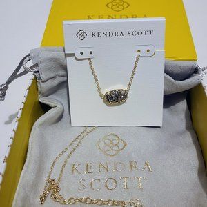 Elisa Gold Pendant Necklace in Platinum Drusy